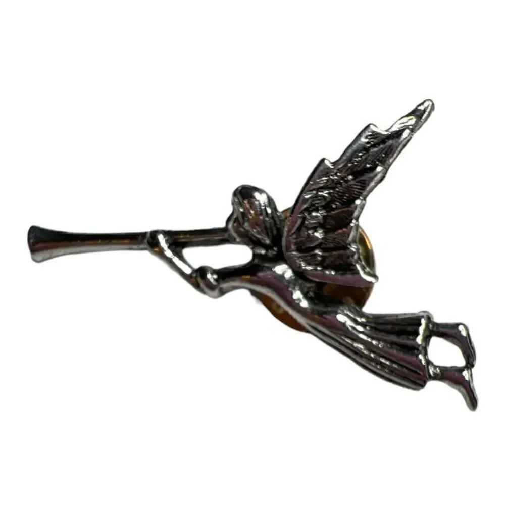 Christmas Angel silver tone lapel pin